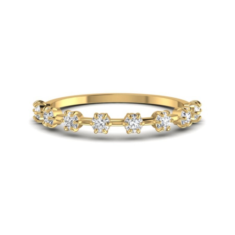 Round halo ring with thin tapered shank. — 1.50 GM gold
