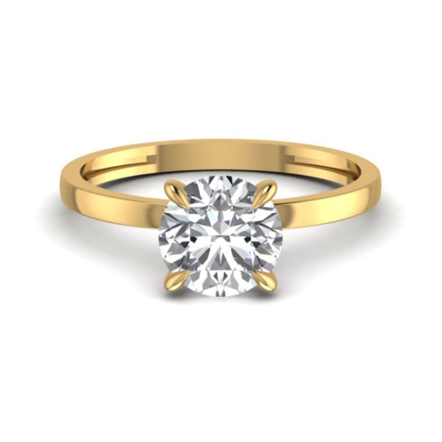 Round halo solitaire ring with pavé inner crown. — 2.04 GM gold