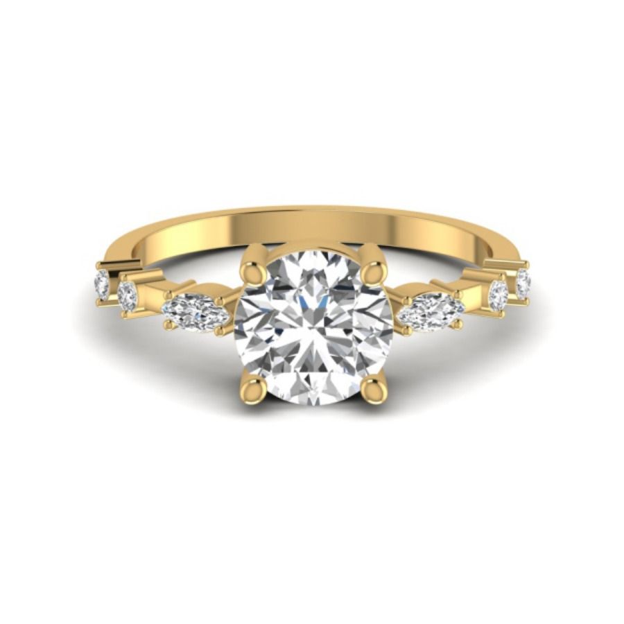 Round halo on twisted-rope band ring with claw centre. — 2.89 GM gold