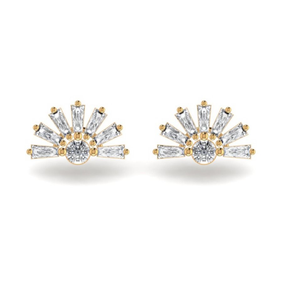 Round bezel stud earrings on polished gold backs. — 1.60 GM gold