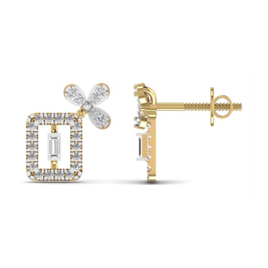 Round halo cluster stud earrings with milgrain edge. — 1.90 GM gold