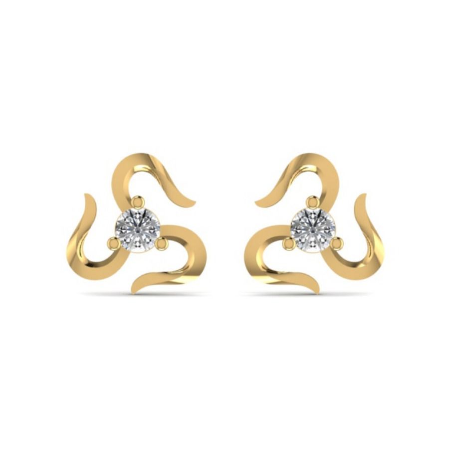 Round bezel-set diamond stud earrings — clean classic. — 1.62 GM gold