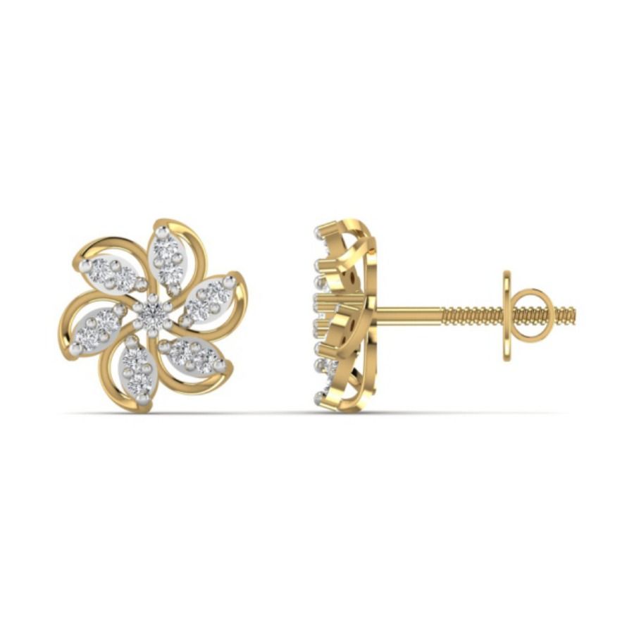 Round halo stud earrings with pavé surround. — 2.00 GM gold