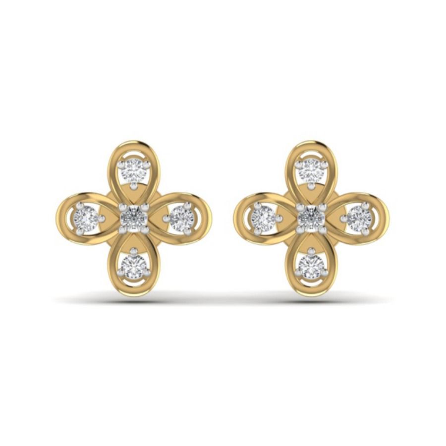 Round bezel stud earrings with subtle milgrain edge. — 1.50 GM gold