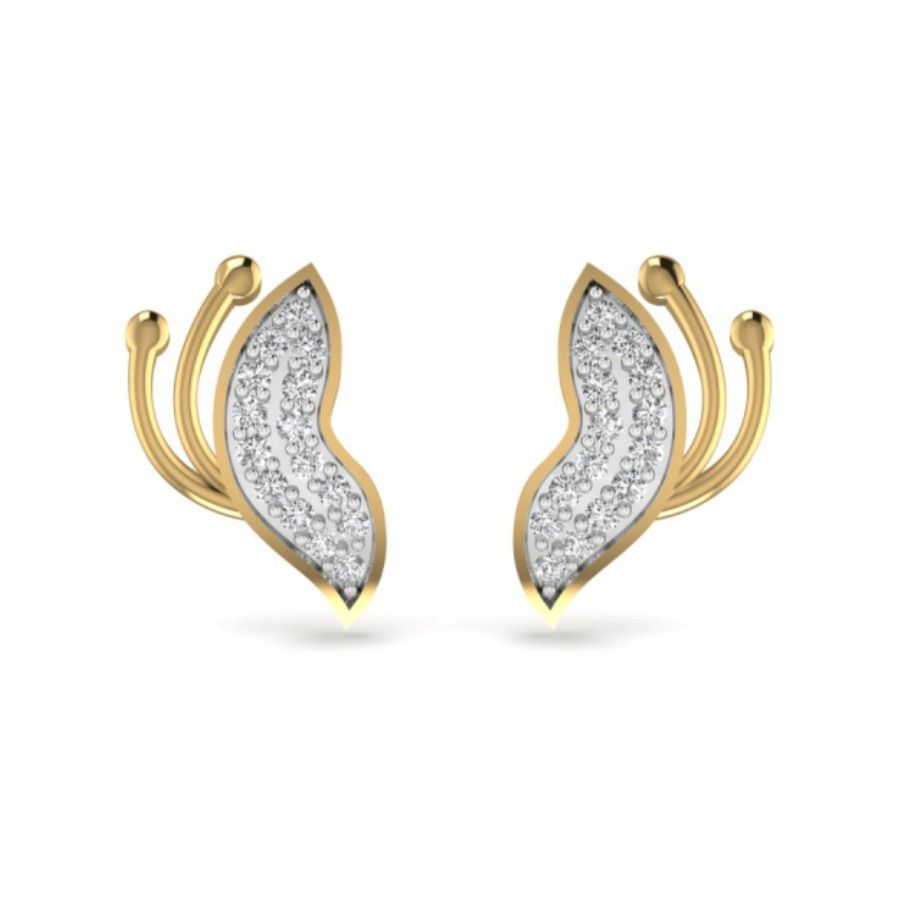Round bezel stud earrings on round dish backs. — 2.00 GM gold