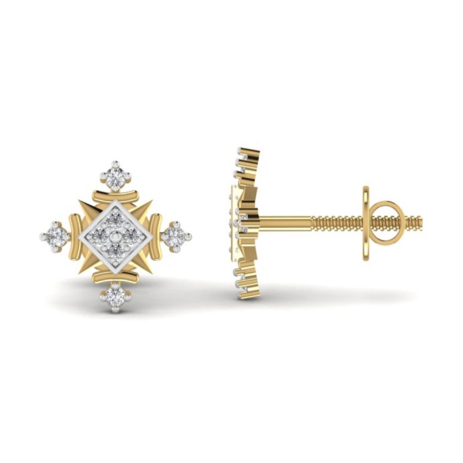 Round bezel studs with polished gold dish backs. — 1.70 GM gold