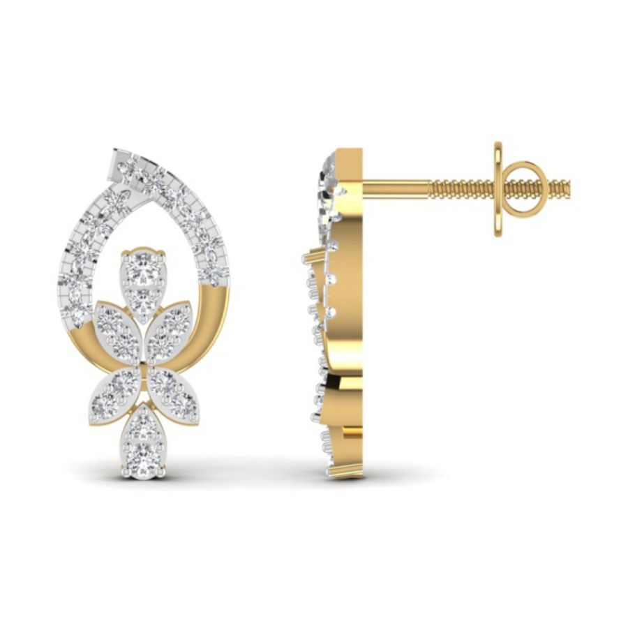 Round halo stud earrings with smooth gold rim. — 3.10 GM gold