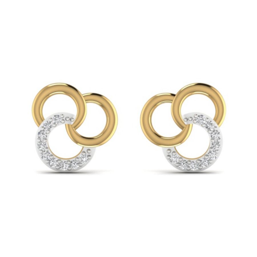 Cluster-flower stud earrings with seven-stone rosette. — 2.00 GM gold