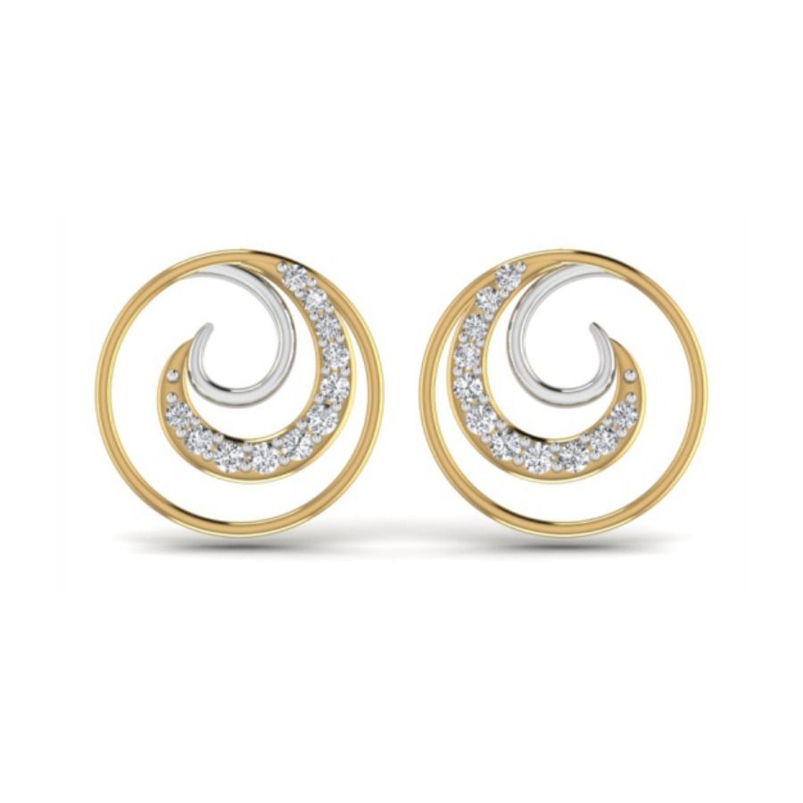 Marquise leaf-cluster stud earrings with prong-set rounds. — 2.05 GM gold