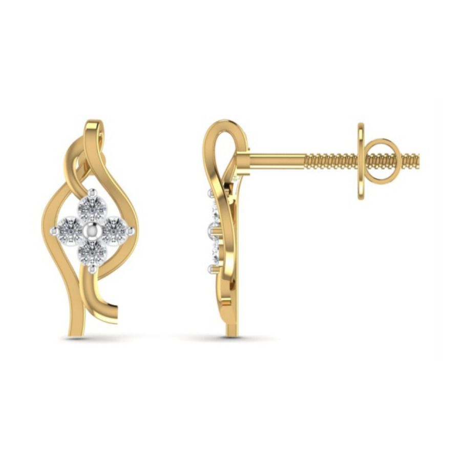 Round bezel hoop-style earrings with diamond station. — 1.65 GM gold
