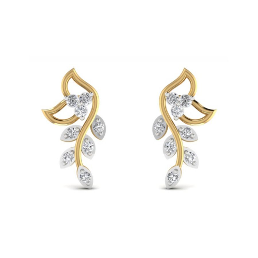 Round halo stud earrings on cushion-shape gold backs. — 1.78 GM gold
