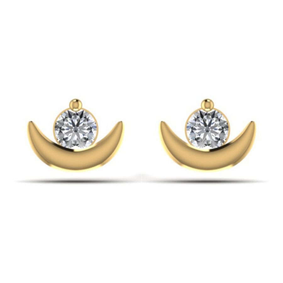 Single bezel-set diamond stud earrings on polished posts. — 1.50 GM gold