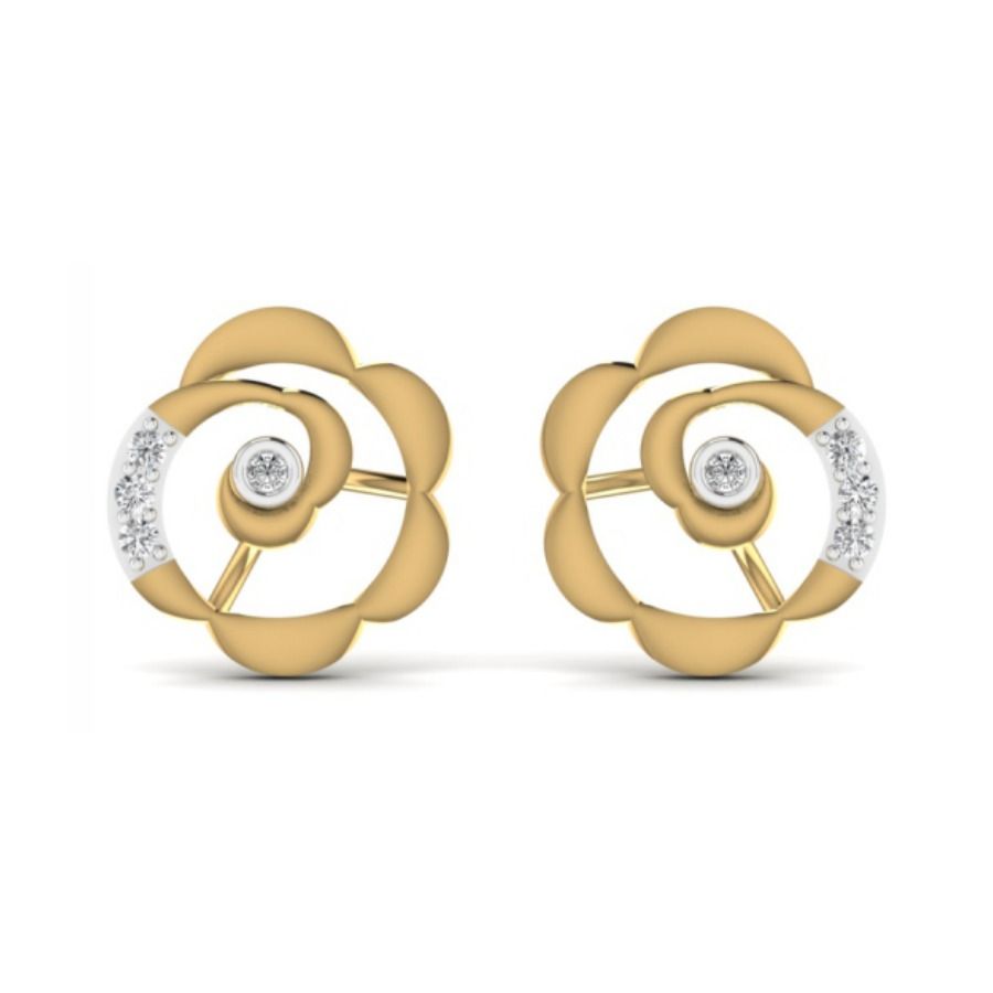 Tiny prong-set round stud earrings with delicate setting. — 2.00 GM gold
