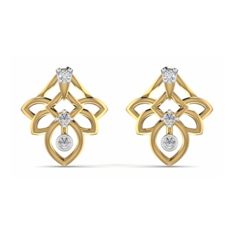Tiny single diamond stud earrings in low-profile bezels. — 1.80 GM gold