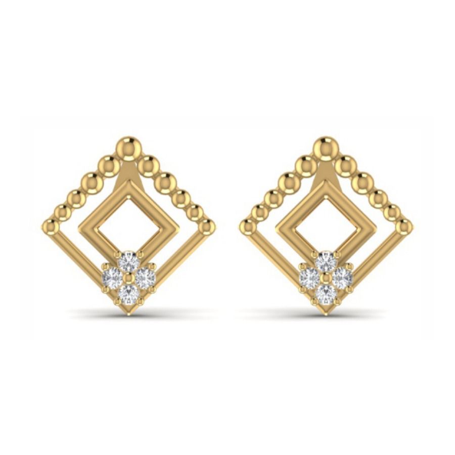Round bezel studs with subtle gold dish backing. — 1.90 GM gold