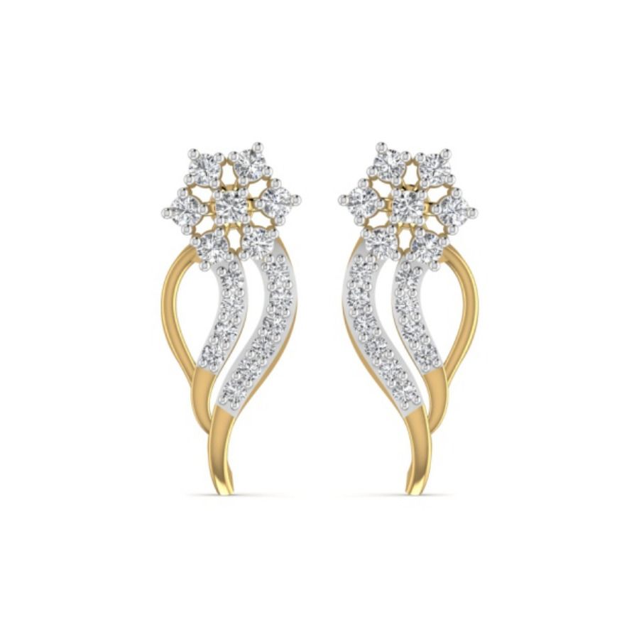 Round halo cluster studs with central pavé crown. — 2.30 GM gold