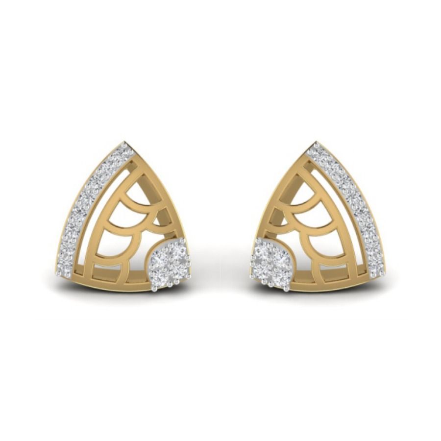 Single round bezel stud earrings on classic gold posts. — 2.00 GM gold