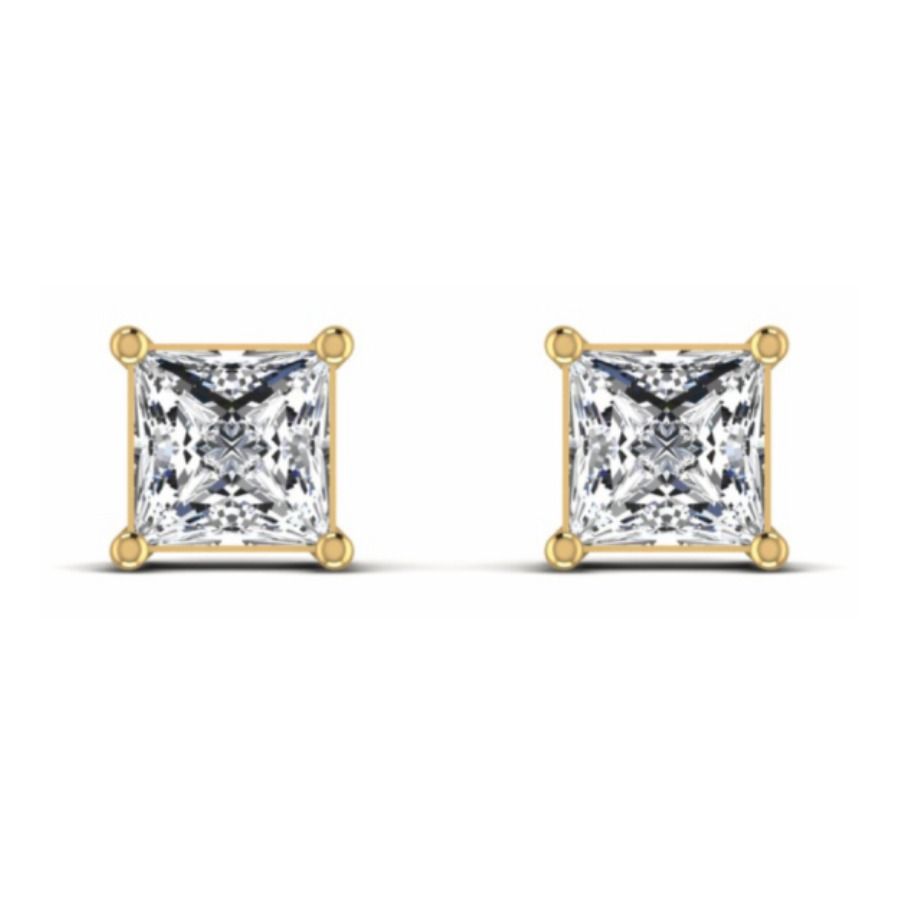 Pear-cluster stud earrings with prong-set drop. — 0.89 GM gold