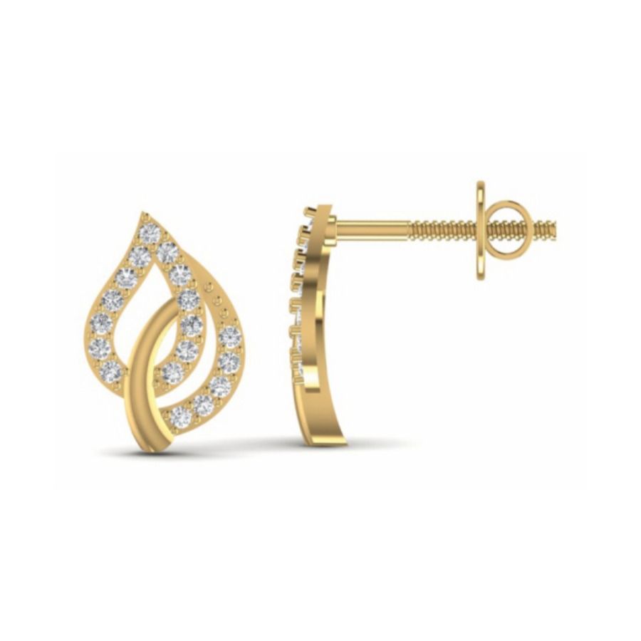 Round halo stud earrings with bordered pavé surround. — 1.95 GM gold
