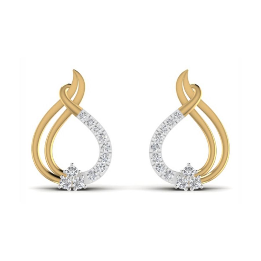 Round halo studs with delicate gold prong setting. — 2.04 GM gold