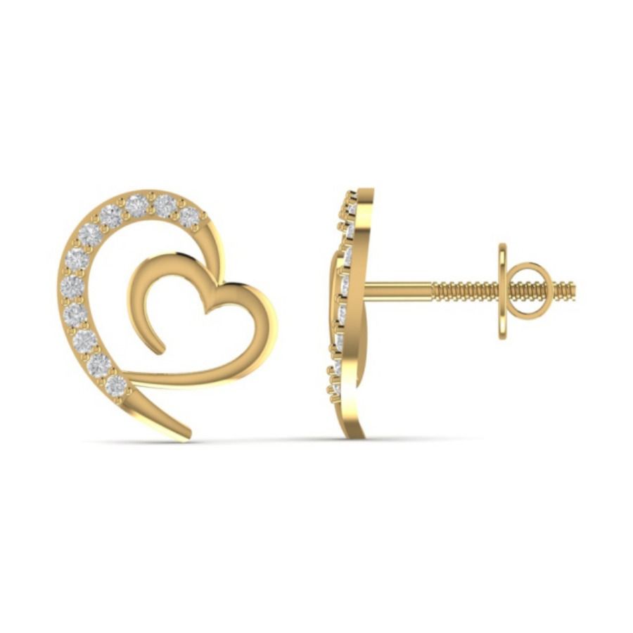 Three-stone graduated cluster stud earrings. — 1.90 GM gold