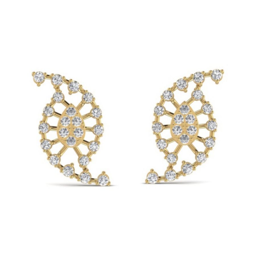 Round bezel stud earrings with milgrain rim detail. — 1.53 GM gold