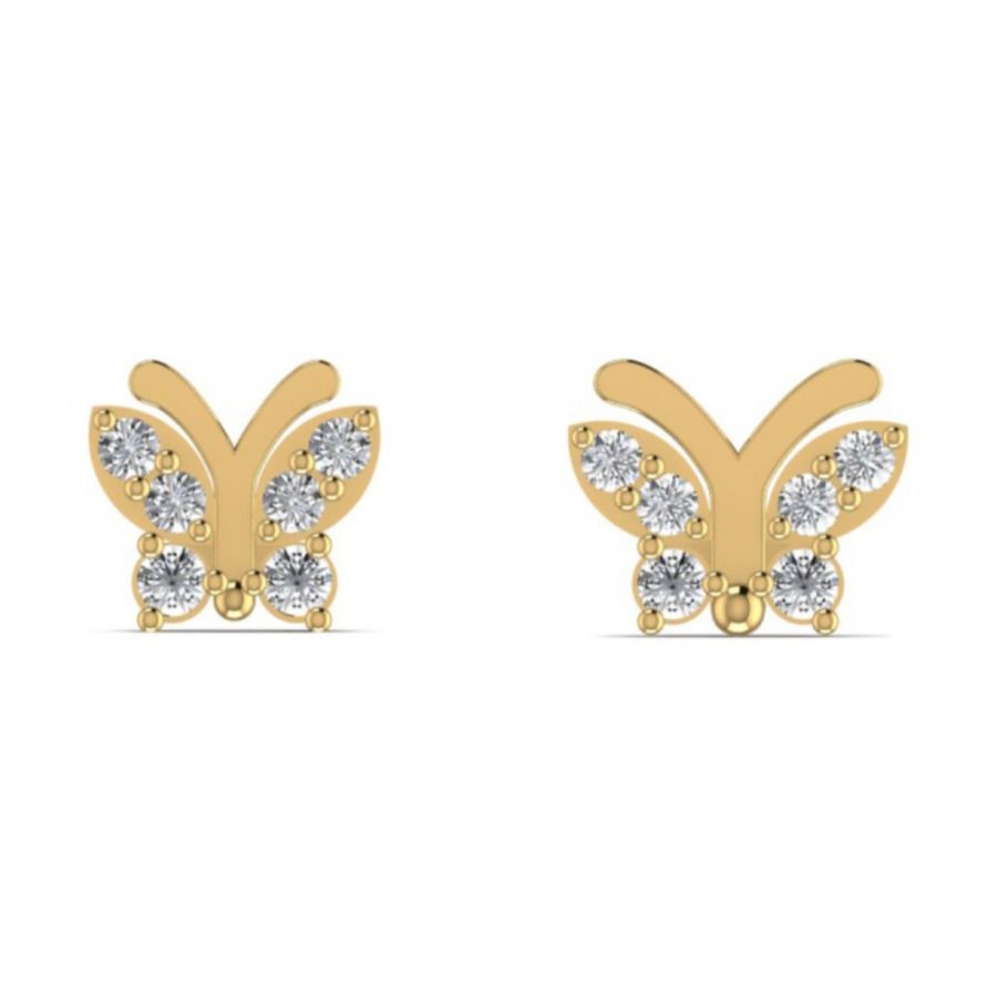 Tiny diamond accent stud earrings on slim gold posts. — 1.36 GM gold