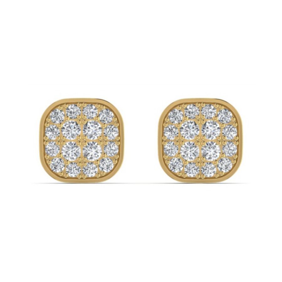 Round halo cluster stud earrings with pavé inner ring. — 2.23 GM gold