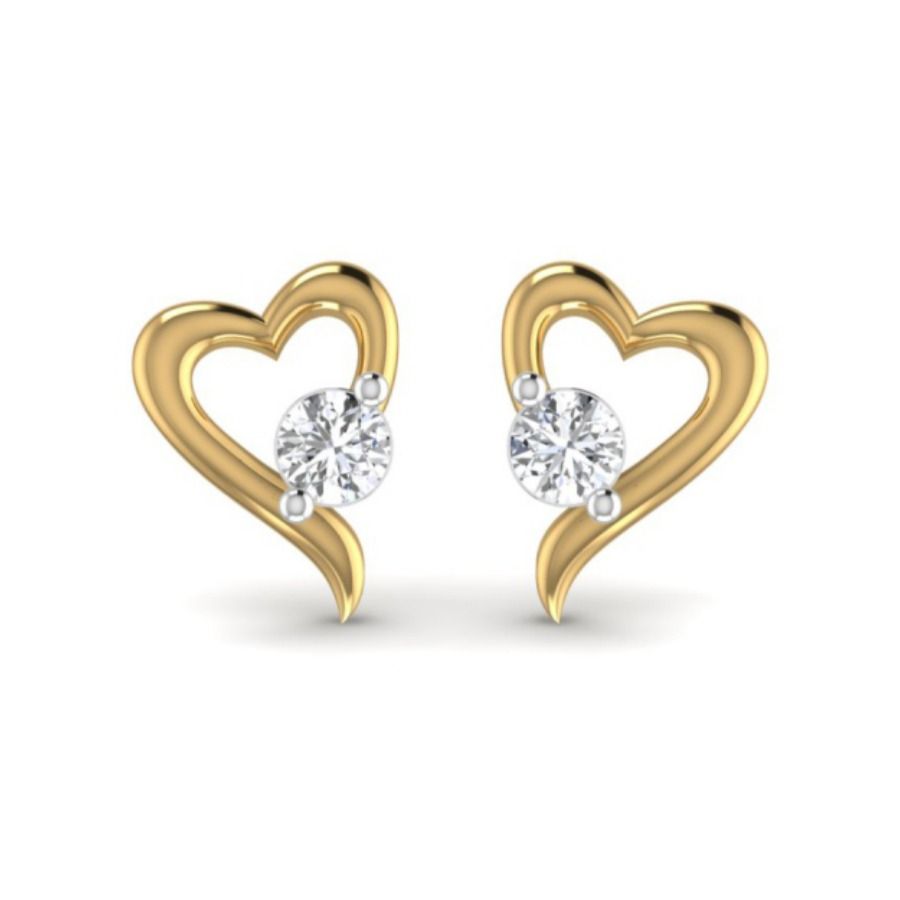 Tiny single-diamond stud earrings with classic prong setting. — 1.65 GM gold