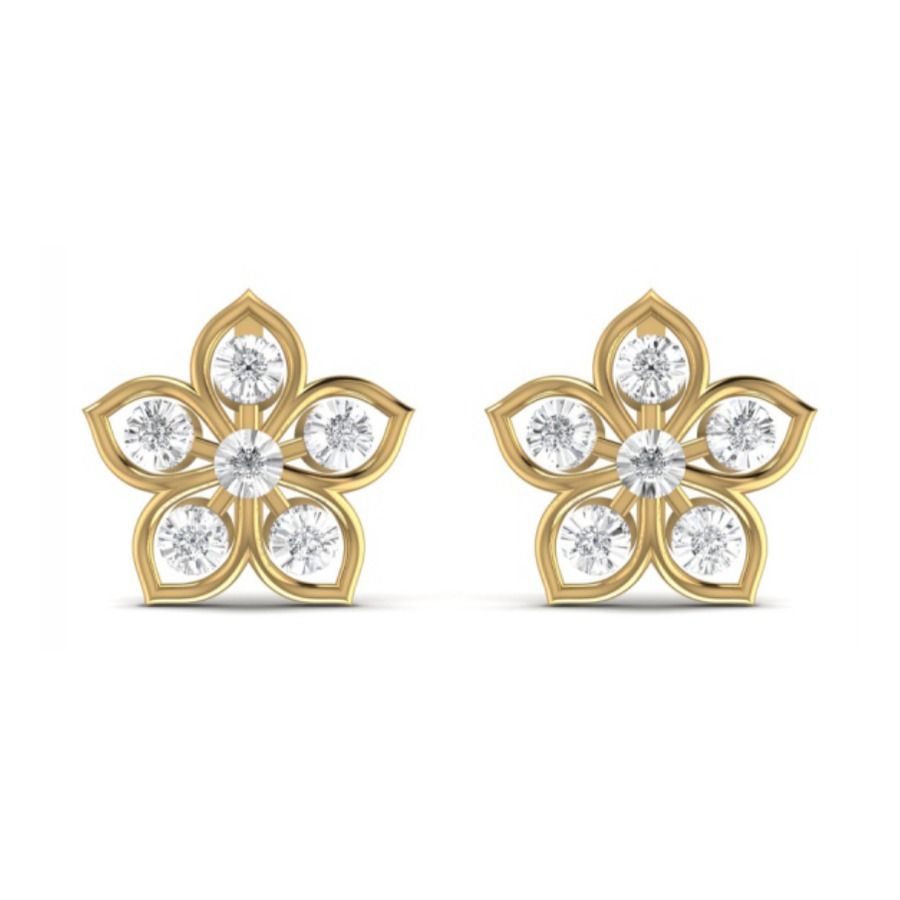 Tiny prong-set round stud earrings on heavier gold backs. — 2.70 GM gold
