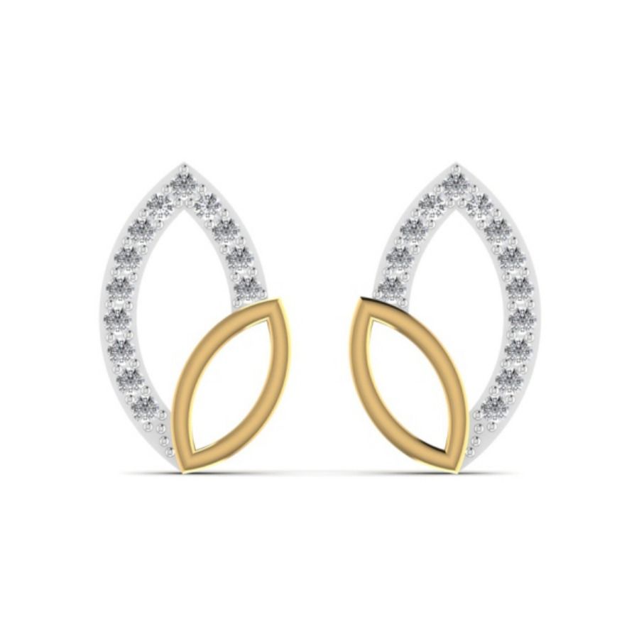 Round halo cluster studs with bordered diamond head. — 1.90 GM gold