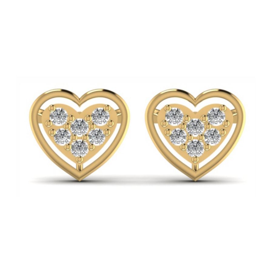 Cluster floral stud earrings with bordered cushion halo. — 3.30 GM gold