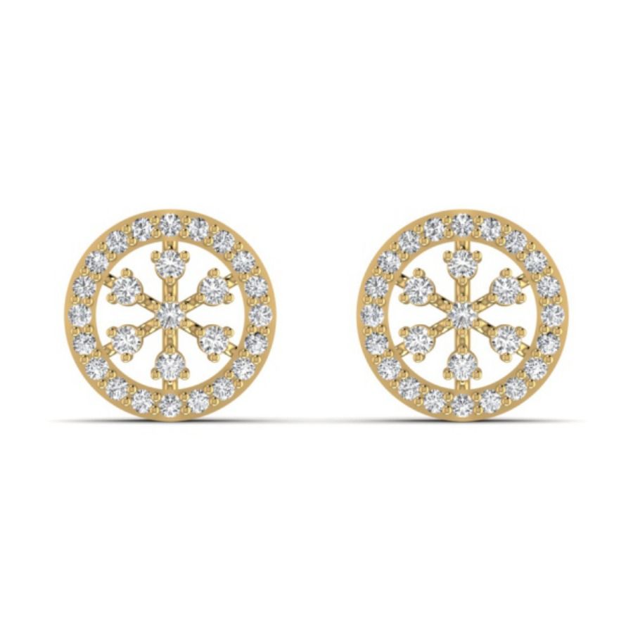 Round halo cluster studs with pavé centre and slim rim. — 2.42 GM gold