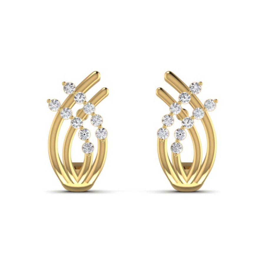 Round bezel stud earrings with stepped gold border. — 3.25 GM gold