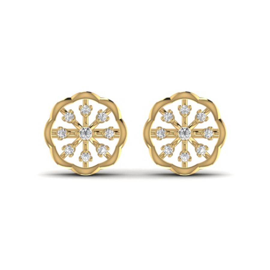 Round halo studs with pavé crown and milgrain edge. — 2.52 GM gold