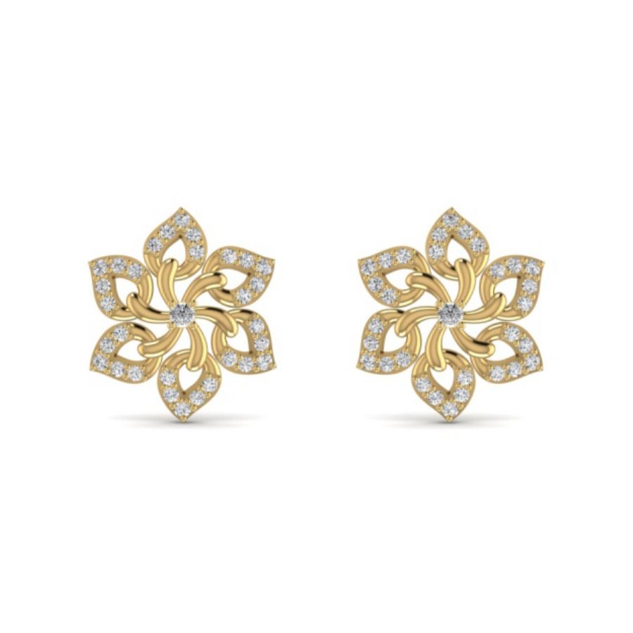 Cluster halo stud earrings with central pavé bouquet head. — 2.96 GM gold