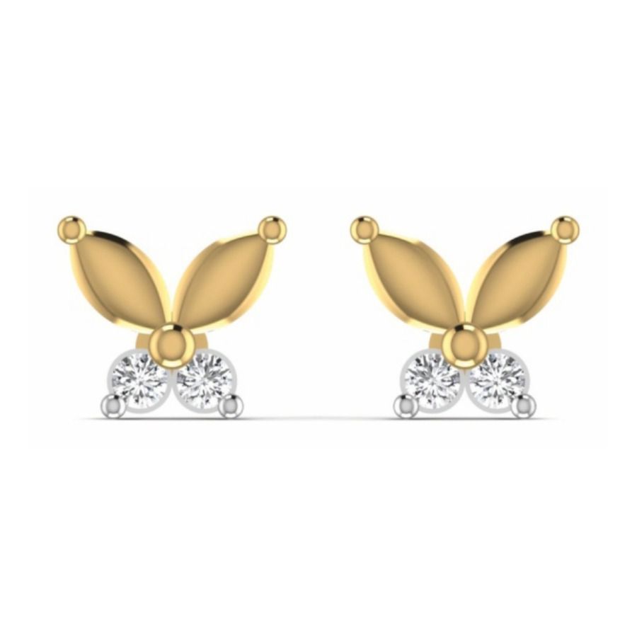 Round halo studs with low-set diamond inner ring. — 1.60 GM gold