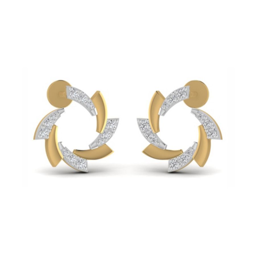 Round halo stud earrings with bordered pavé crown. — 3.94 GM gold