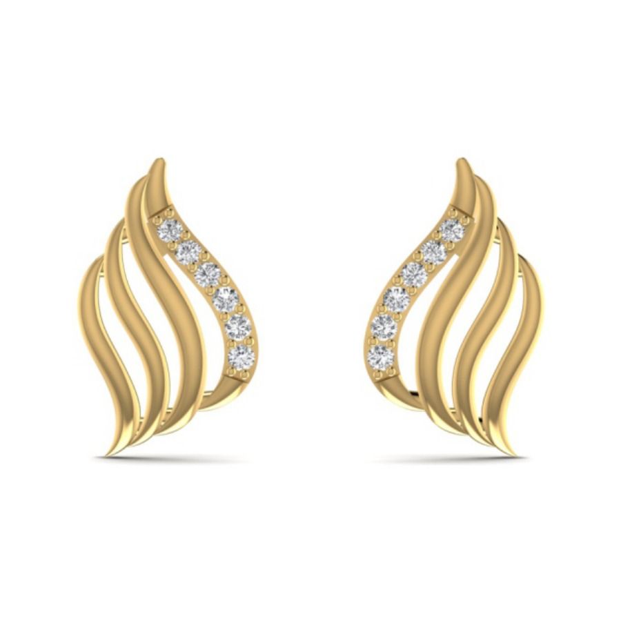 Tiny diamond accent studs on heavier gold posts. — 2.26 GM gold
