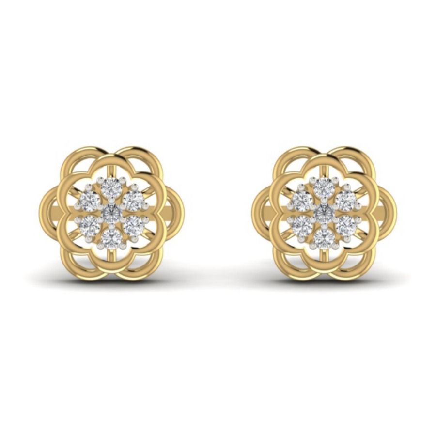 Round halo studs with claw-set centre and slim gold rim. — 1.09 GM gold