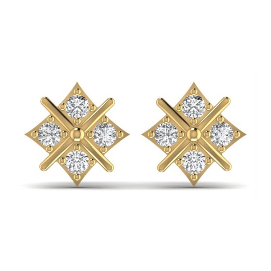 Round halo cluster stud earrings with seven-stone bouquet. — 2.17 GM gold