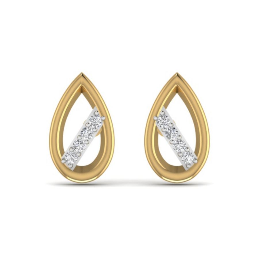 Round bezel stud earrings with delicate gold frame. — 1.63 GM gold