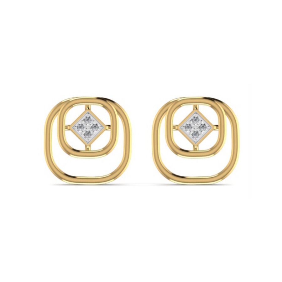 Tiny round bezel studs with milgrain edge detail. — 2.05 GM gold