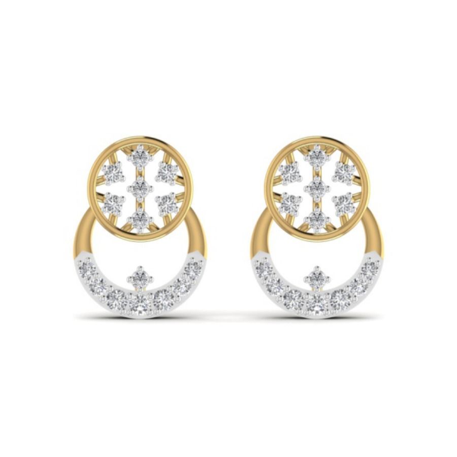 Round halo cluster studs with central diamond rosette. — 2.64 GM gold