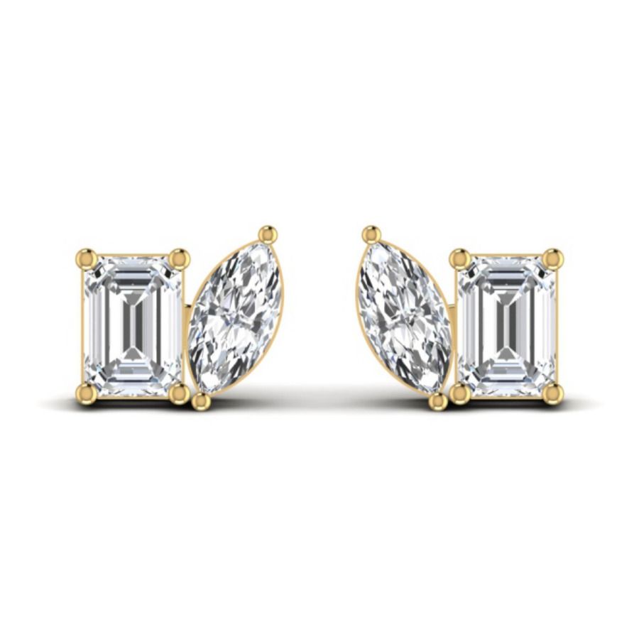 Round halo stud earrings with floral pavé surround. — 1.48 GM gold