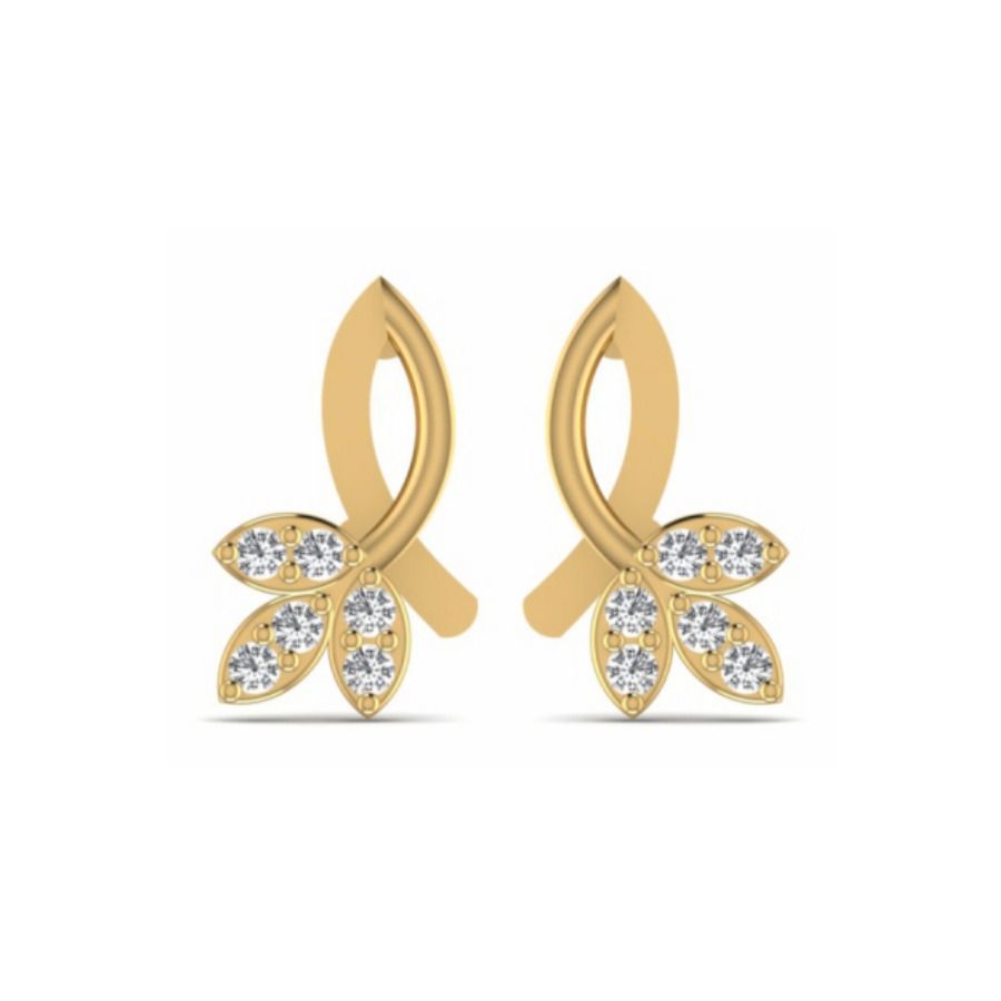 Tiny diamond cluster studs with prong-set rounds. — 1.50 GM gold