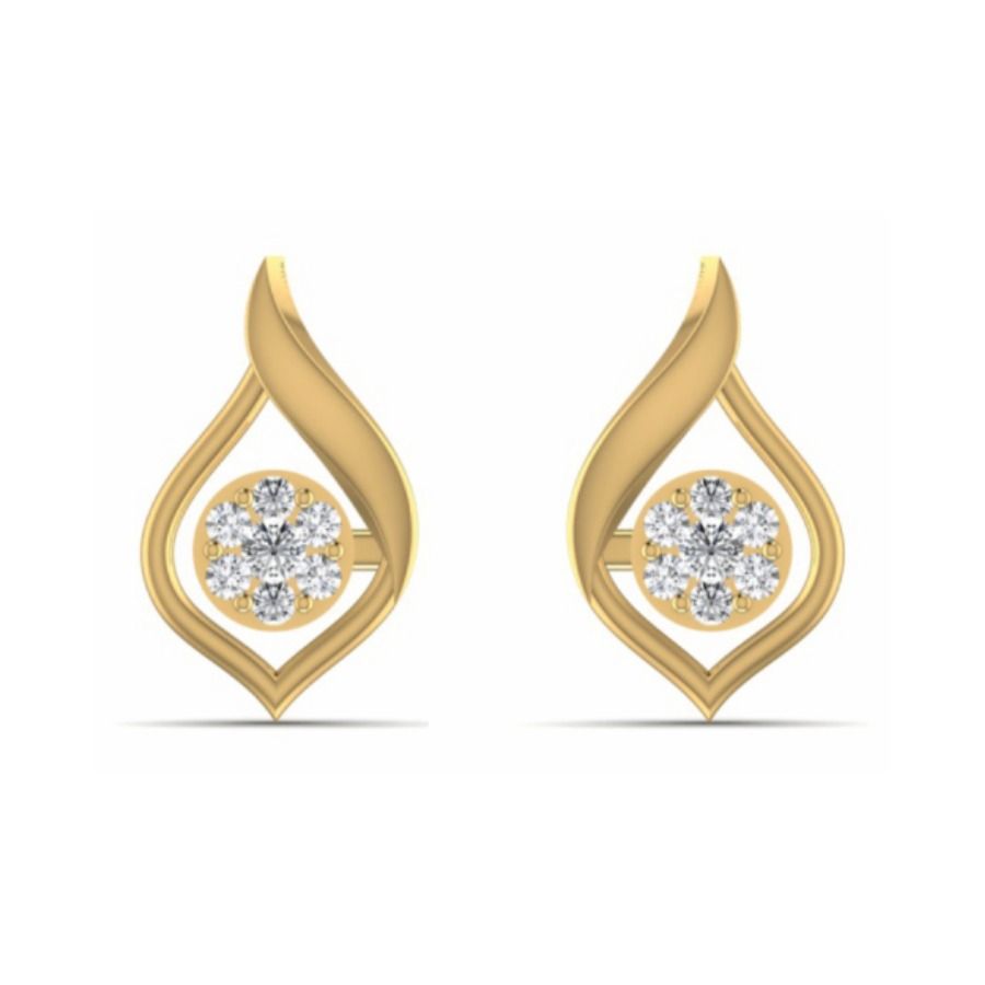 Round halo stud earrings with milgrain bordered crown. — 1.87 GM gold