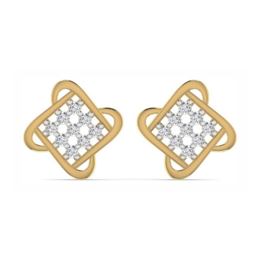 Round halo cluster studs with delicate gold frame. — 2.30 GM gold