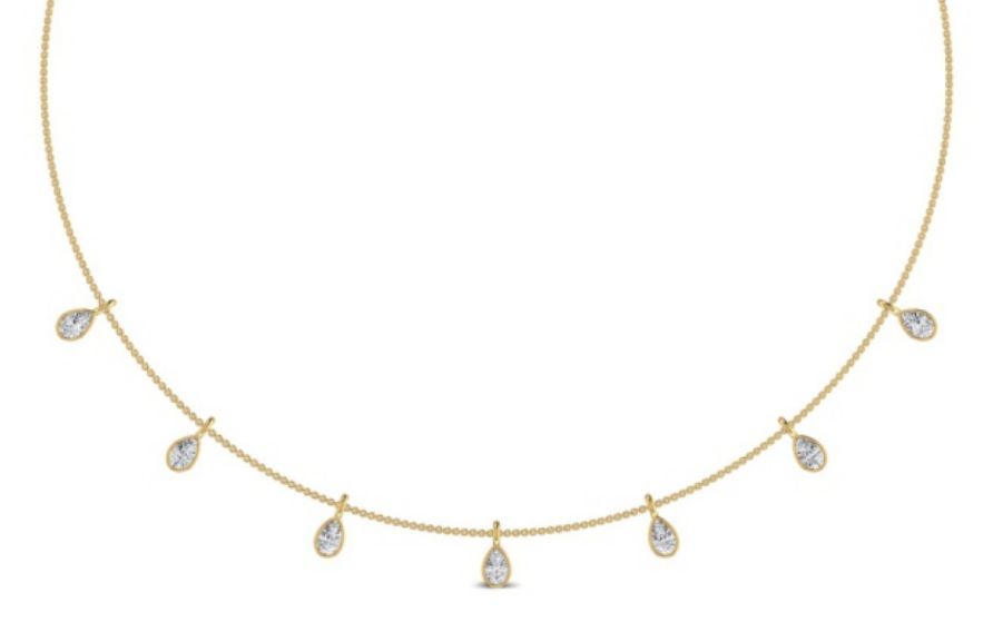 Slim diamond bar necklace with horizontal pavé station. — 5.07 GM gold