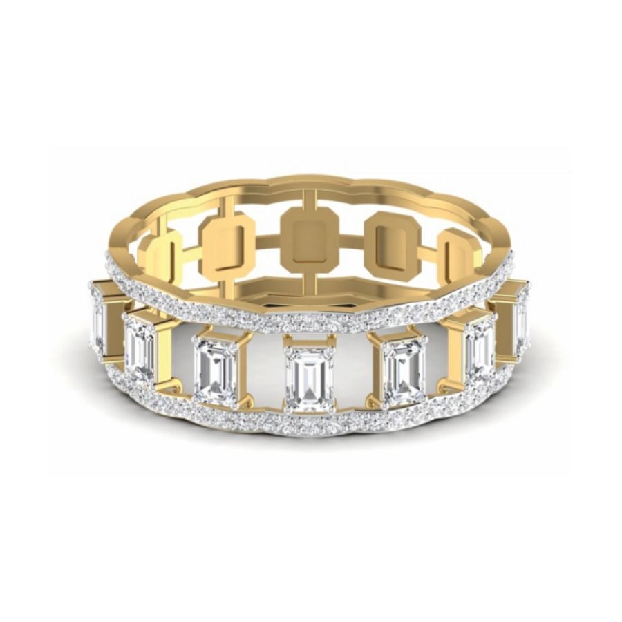 Half-eternity pavé band with smooth polished underside. — 4.51 GM gold